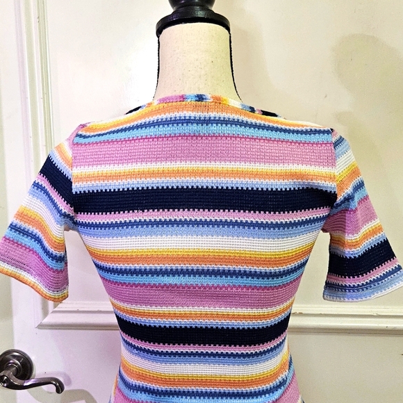 Princess Polly Blue/Pink Multi-Color Striped Bodycon Mini Dress, Size 6 - Picture 12 of 16